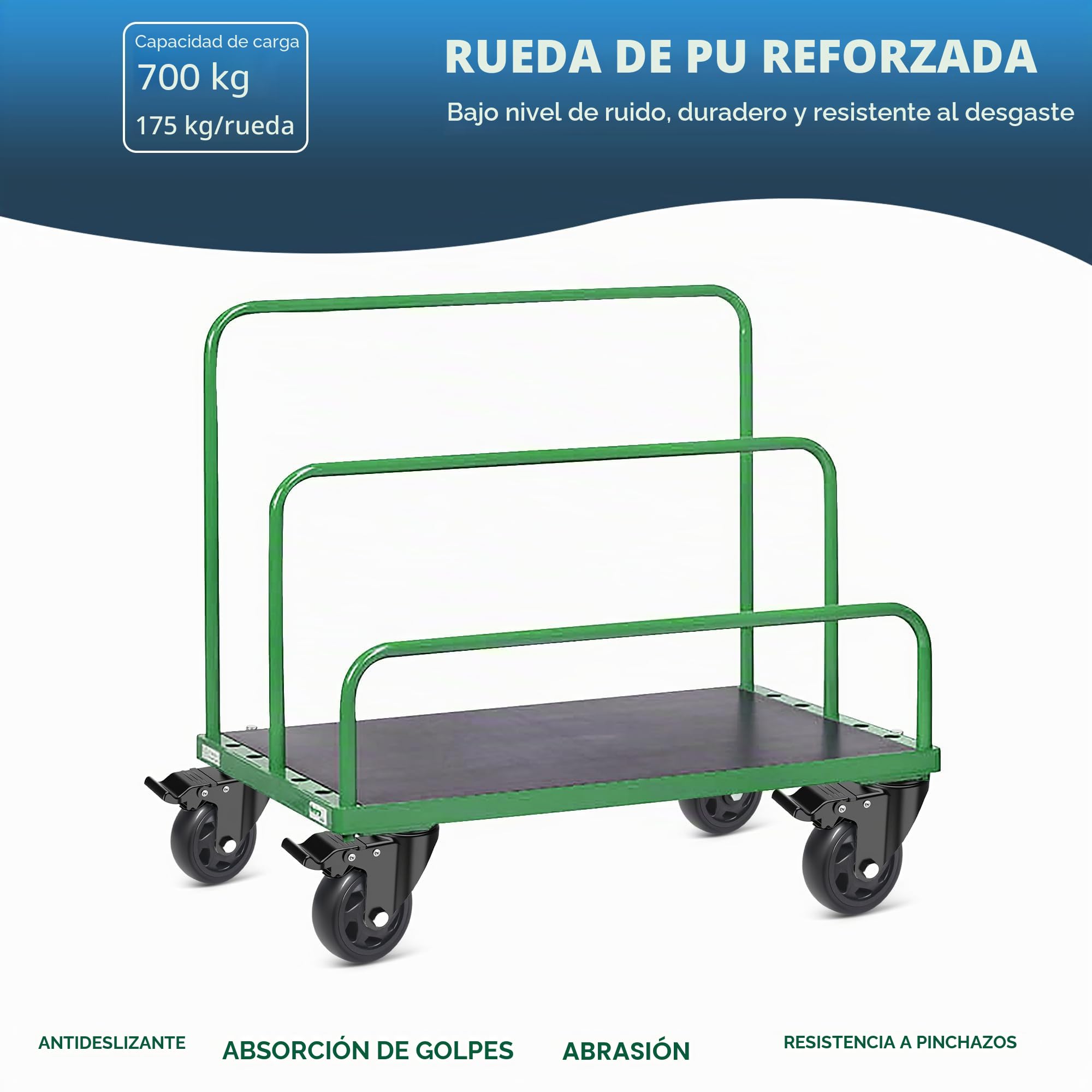 125MM Ruedas para Muebles con Pasador Roscado M12 x 30mm, Lote de 4 Ruedas Pivotantes con Freno Hasta 700kg, Ruedas Giratorias Ruedas Industriales Giratorias 360°, PU Ruedas No Dejan Marcas