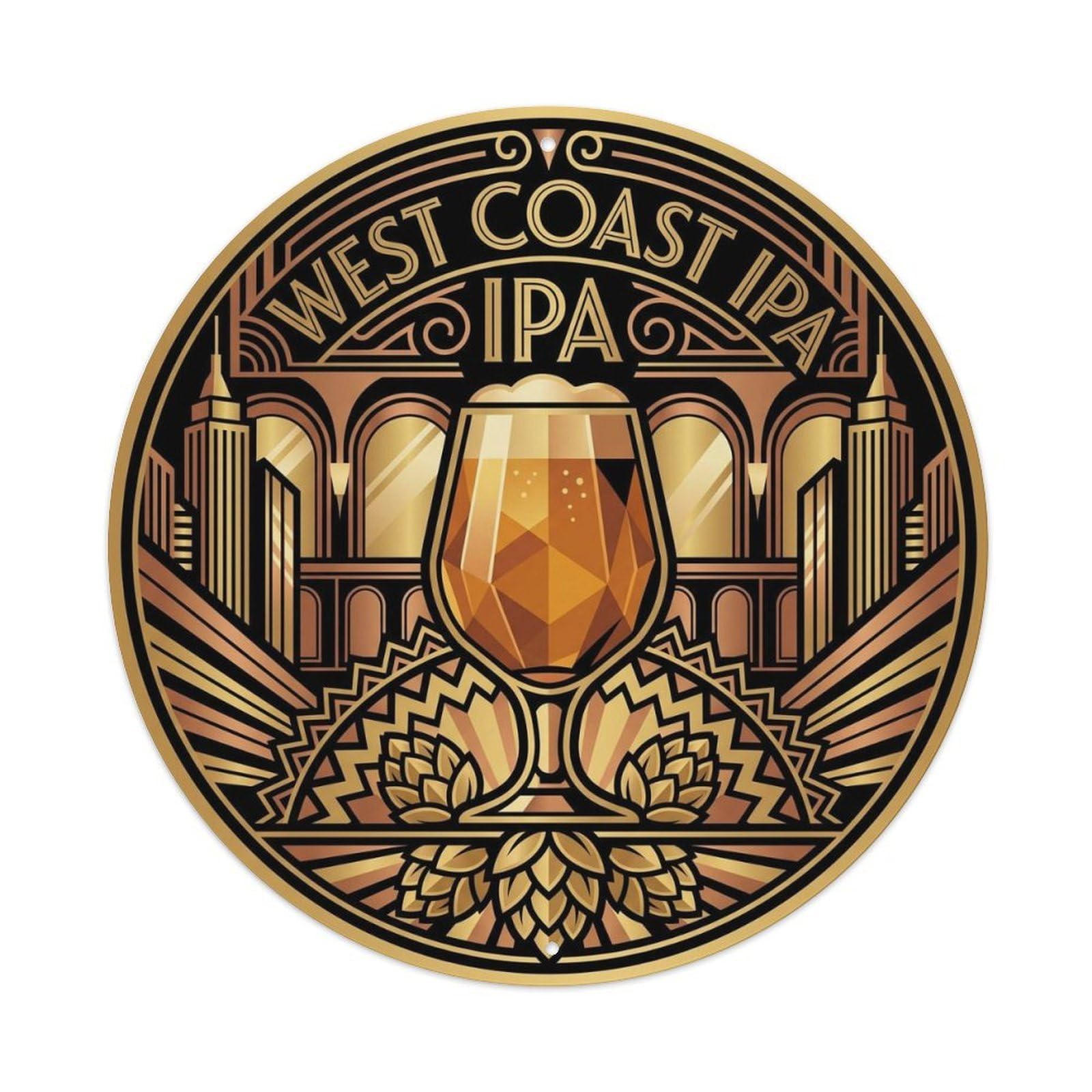 West Coast IPA Pub Brewery American Heritage Hops Malt Metal Tin Sign