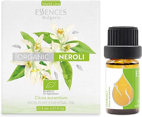 Essences Bulgaria Aceite esencial de neroli orgánico, 0.17 onzas líquidas, Citrus aurantium, 100% puro, natural, sin diluir, grado terapéutico, para