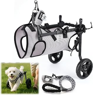 Silla de ruedas para perro, ruedas para patas traseras, plegable y ajustable, ligera con chaleco protector de movilidad, para perros grandes y medianos