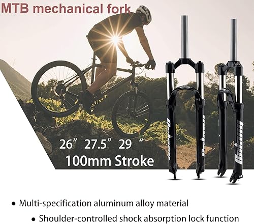 Miniatura 7 de BOLANY 2627.529" MTB Horquilla de suspensión de aleación de aluminio de bicicleta de montaña Horquilla delantera (bloqueo manual de dirección recta)