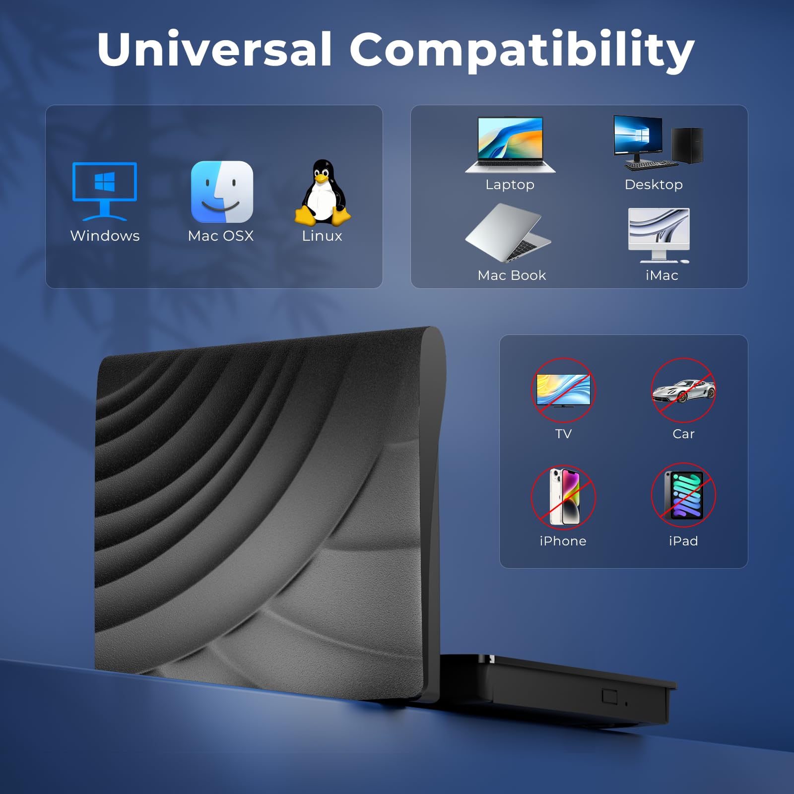 Unidad Blu Ray externa, unidades Bluray portátiles 3D, USB 3.0 Tipo-C Blueray/DVD externa unidad para computadora de escritorio, grabadora de CD DVD y lector BD para MacBook Laptop compatible con Mac 5