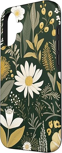 Vista 77 de Funda botánica retro para iPhone 11 Pro Max con diseño botánico bohemio y verde oliva
