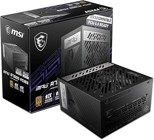 MSI MPG A750G PCIE 5 y ATX 3.0 Fuente de alimentación para juegos  Full Modular  80 Plus Gold Certified 750W  Condensadores 100% japoneses a 221.0 F