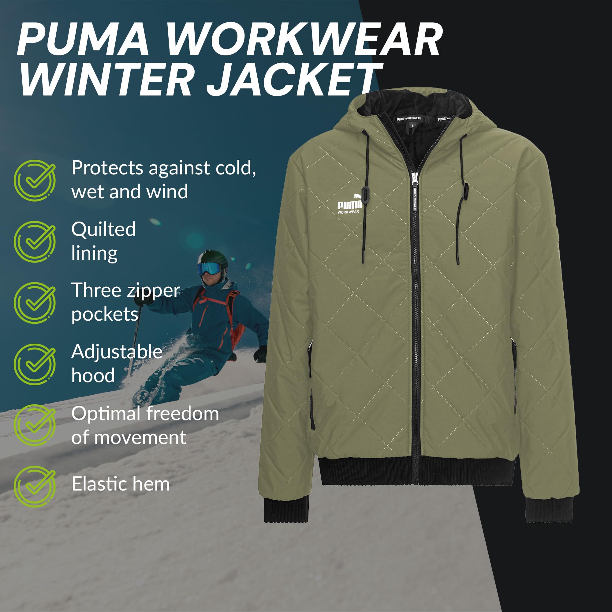 PUMA WORK WEAR Kurtka robocza z kapturem – kurtka zimowa – izolacja cieplna, oddychająca i odporna na działanie wody