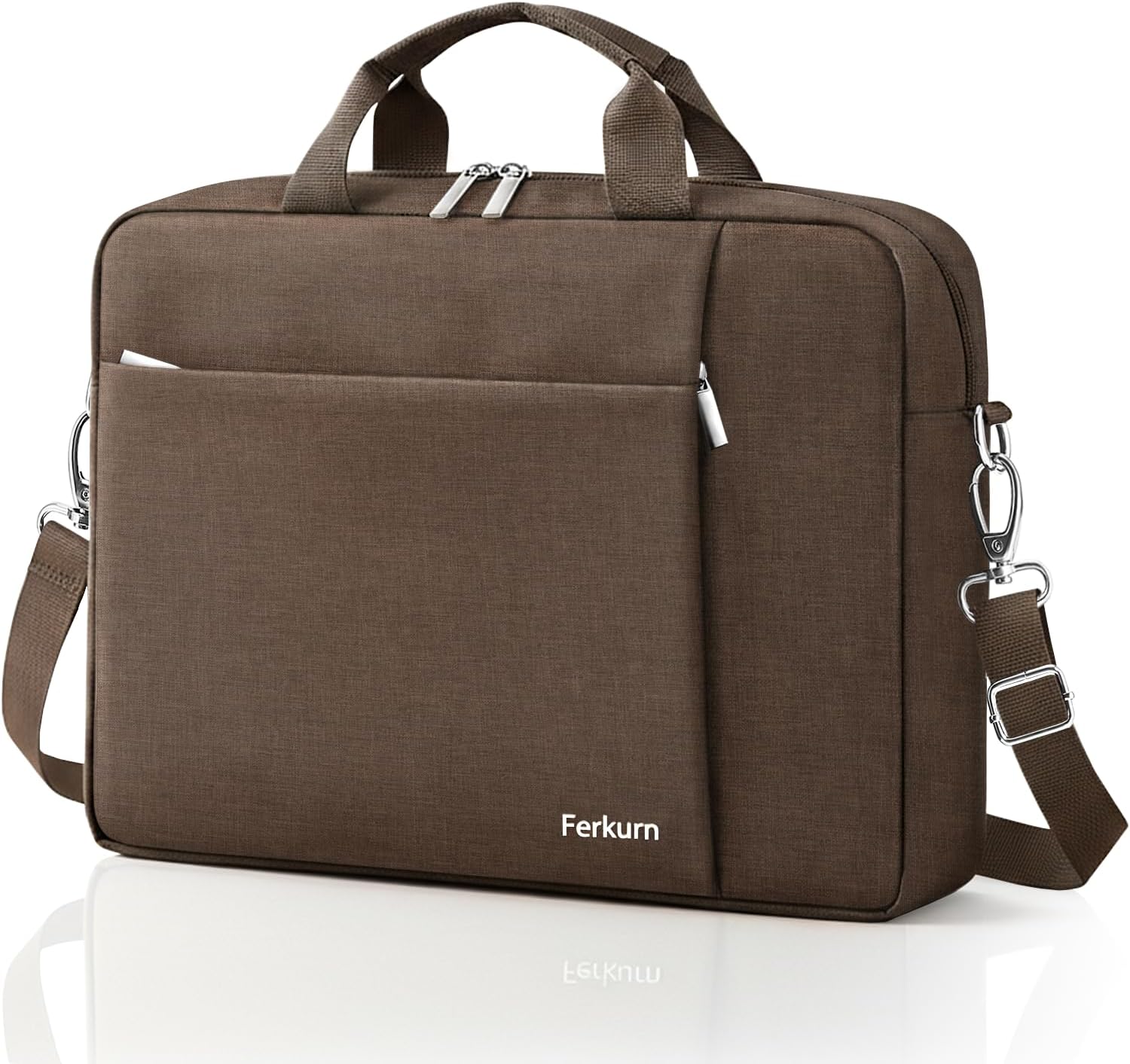 Ferkurn Laptop Bag Case for Women Men Computer Bag Compatible with HP Envy Pavilion Omen/LG Gram/MSI/Dell Inspiron XPS/Lenovo/Acer, Shoulder Strap Carrying Messenger Briefcase, Brown, 17 17.3 Inch