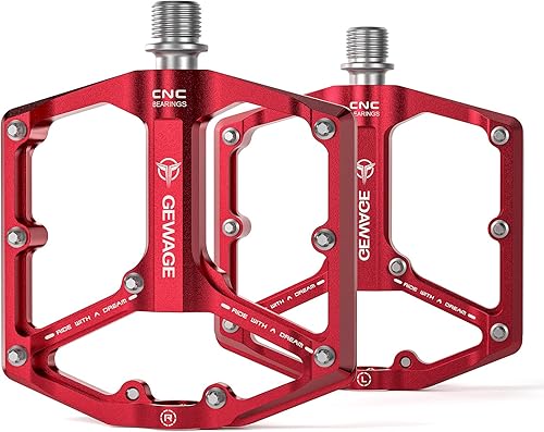 Pedales de bicicleta de carreteramontaña, 3 rodamientos, pedales planos mecanizados CNC de 916 pulgadas con clavos antideslizantes extraíbles