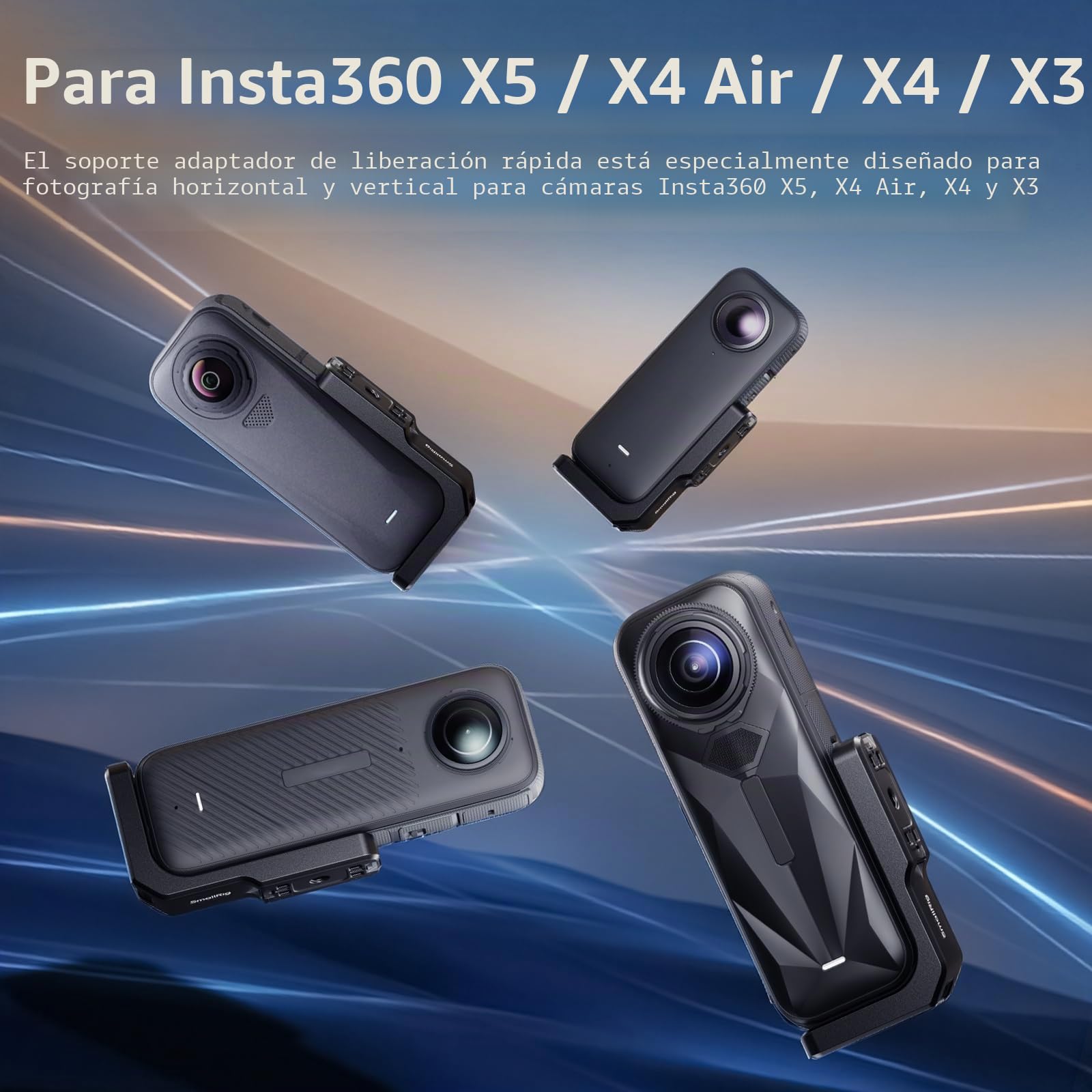 SMALLRIG Soporte de montaje vertical-horizontal para Insta360 X5 / X4 Air / X4 / X3, soporte vertical de montaje rápido con rosca de 1/4''-20 - 5824