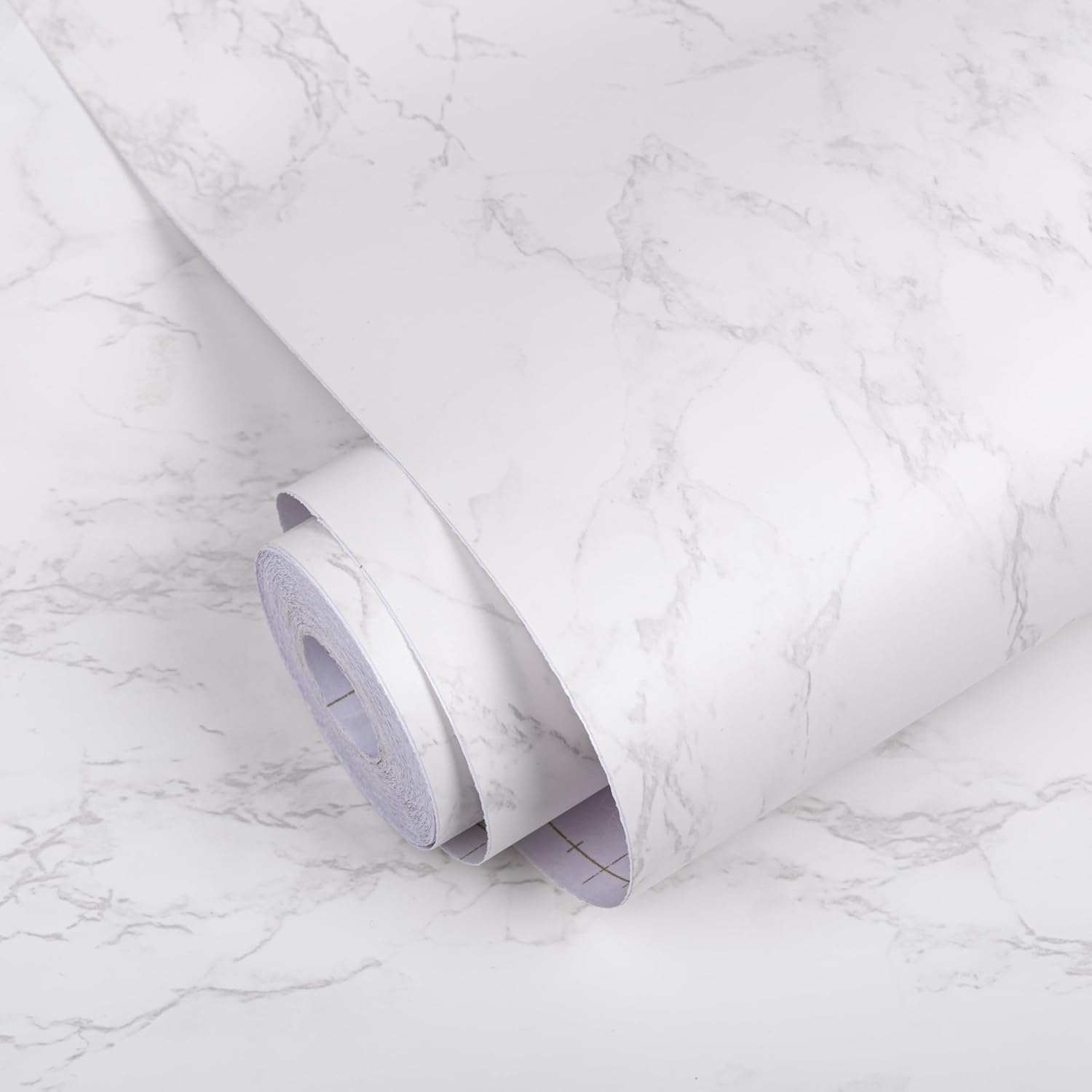 Marble Contact Paper for Countertops Peel and Stick Wallpaper 17.7" × 118",White Gray Wallpaper Self Adhesive and Removable, Granite Wall paper Textured for Cabinets Furniture Backsplash Bathroom