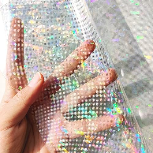 Miniatura 53 de HYANG - Hojas de piel sintética de vinilo holográfico transparente de PVC con diseño de pentágono grande, 1 rollo de 12 x 53 pulgadas