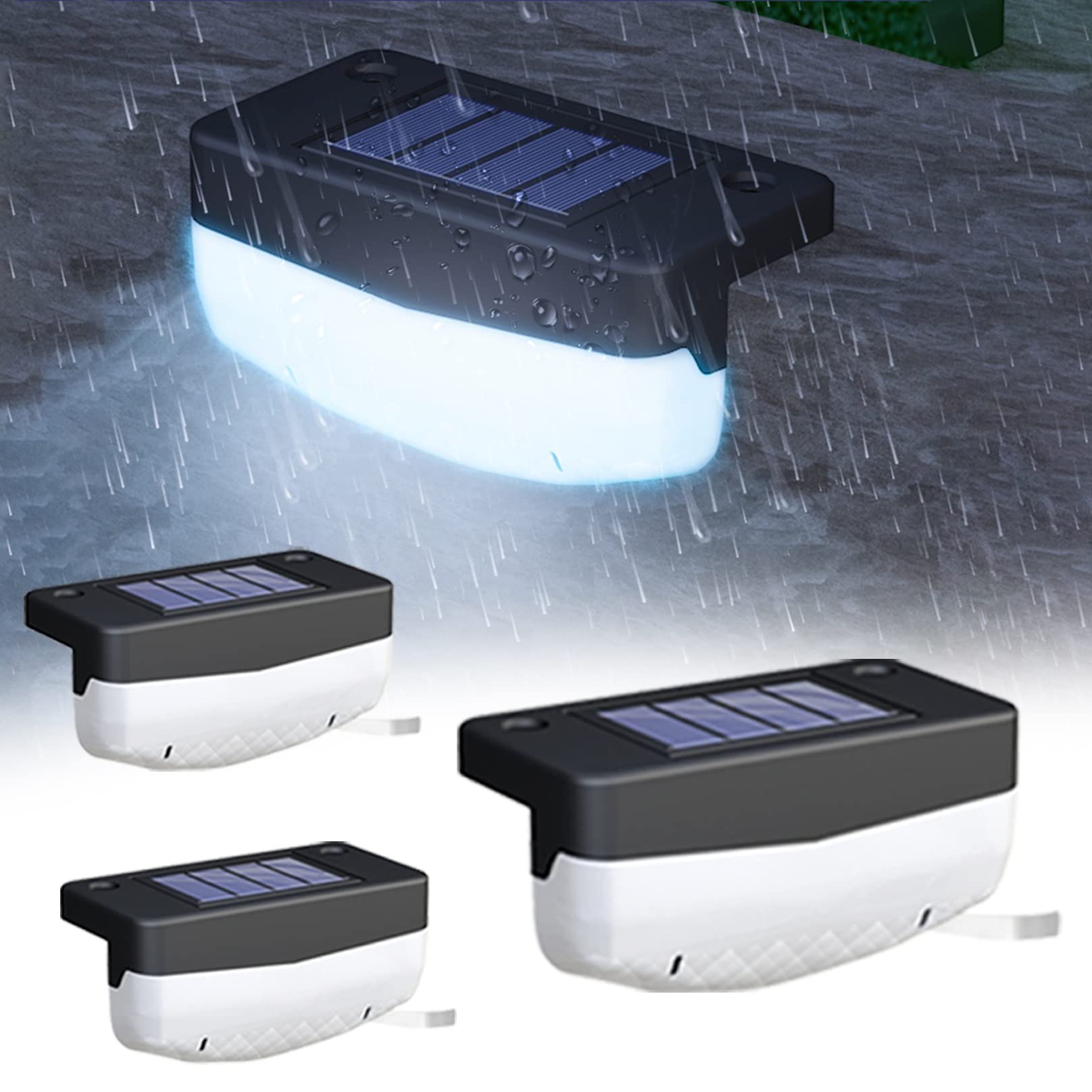BiiKoon Outdoor Step Lights Solar Deck Light Ip65 Waterproof Solar Fence Lights Dusk To Dawn Patio Decor Security Lights For Stairs Yard Pathway (Color : Cold White, Size : 4 pack)