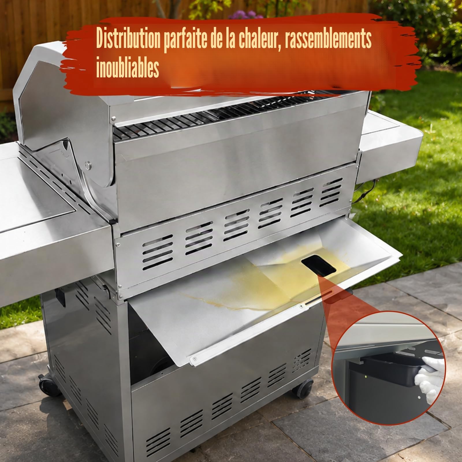 Denmay Bac à graisse universel, avec bac de récupération, bac d'égouttement réglable pour barbecue à gaz 3/4/5 brûleurs de Charbroil, Dyna Glo, Nexgrill, Kenmore et plus encore, bac récupérateur de