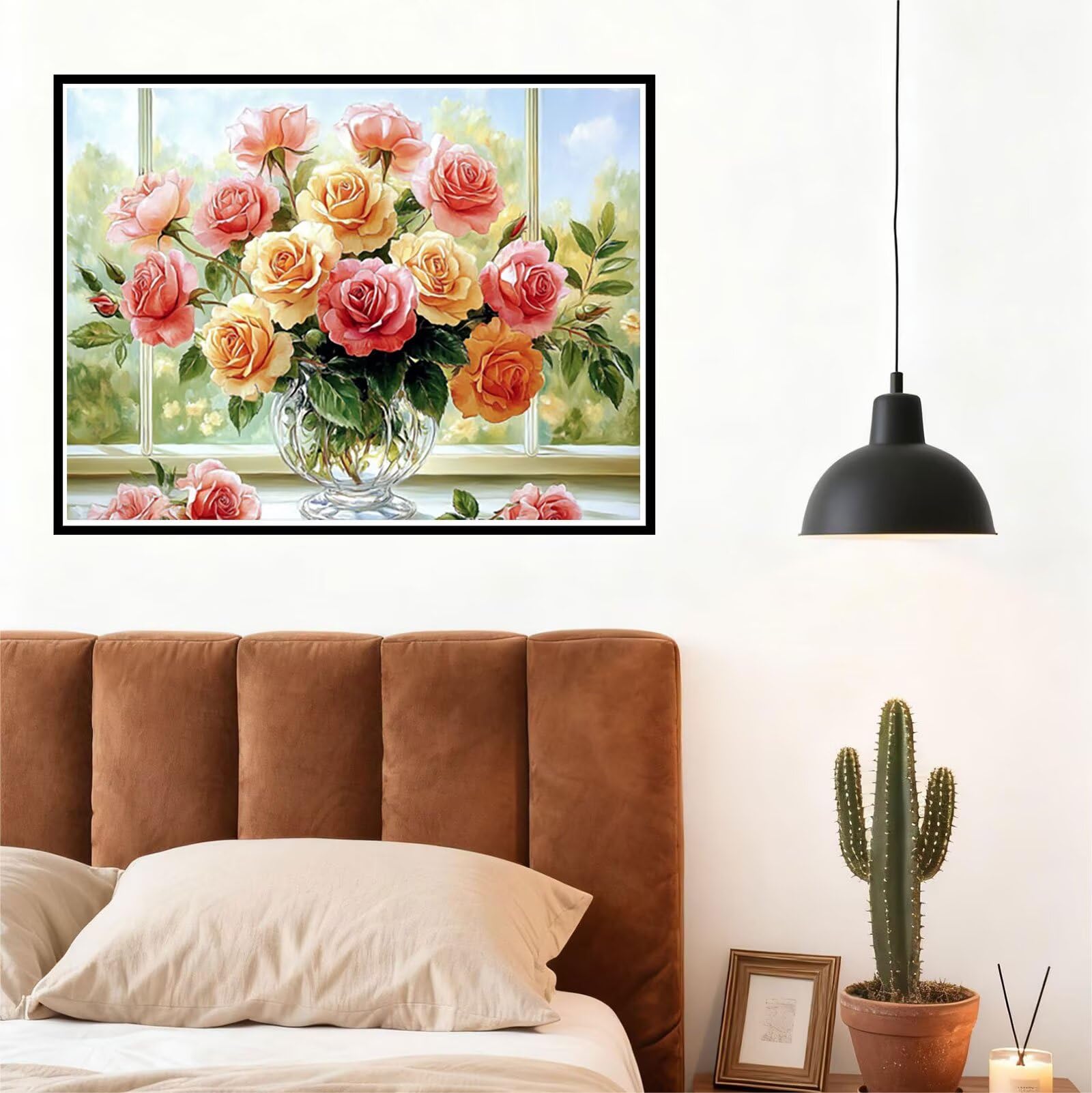 Peinture Numero Adulte Fleur Coloriage par Numero Adulte RéTro DIY Paint by Numbers, avec Pinceaux Peinture Loisir Creatif Enfant Numéro D'art Cadeau Femme, Pour Decoration Maison 60x80cm H - 899