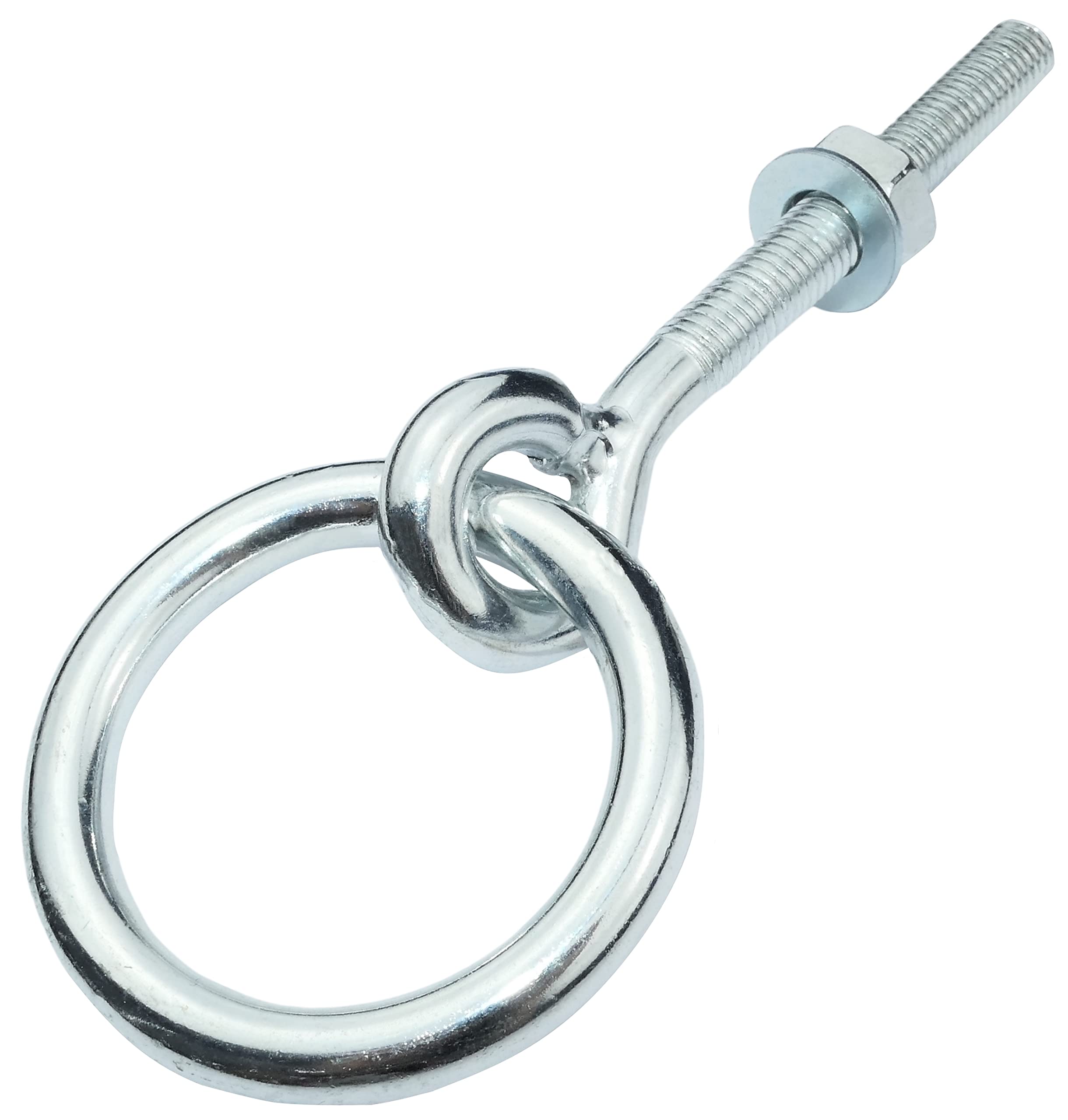 AERZETIX - C58293 - Juego de 2 Anillos estable con tuerca y arandela M10x83mm - cáncamo con anillo para candado - rosca métrica - en acero - fijación pared techo tensor