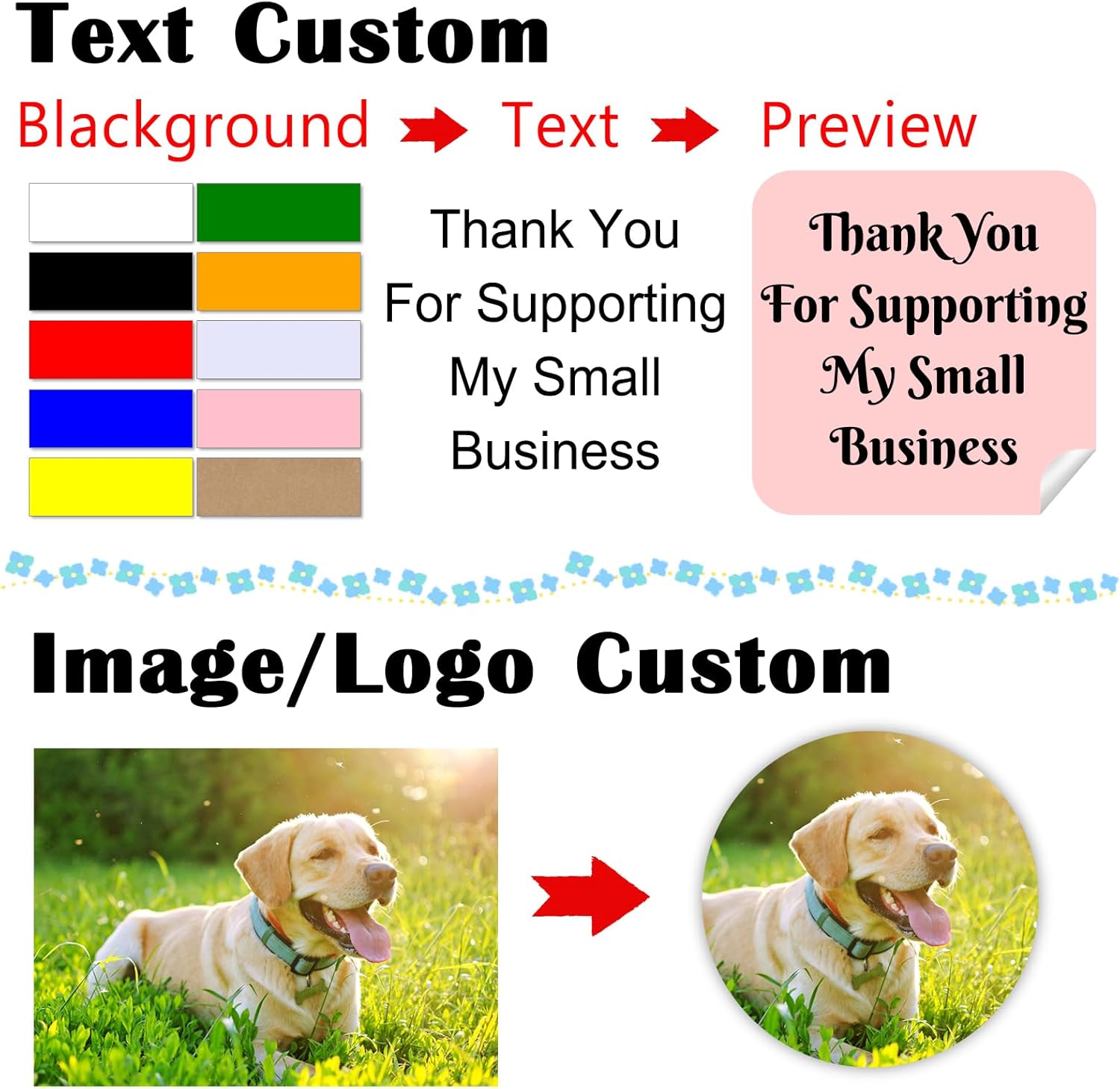 Custom Stickers for Business Logo Personalized Label Stickers Customized with Your Own Design Image Logo Text for Small Business and Birthday Party Wedding Celebration Thank You Labels