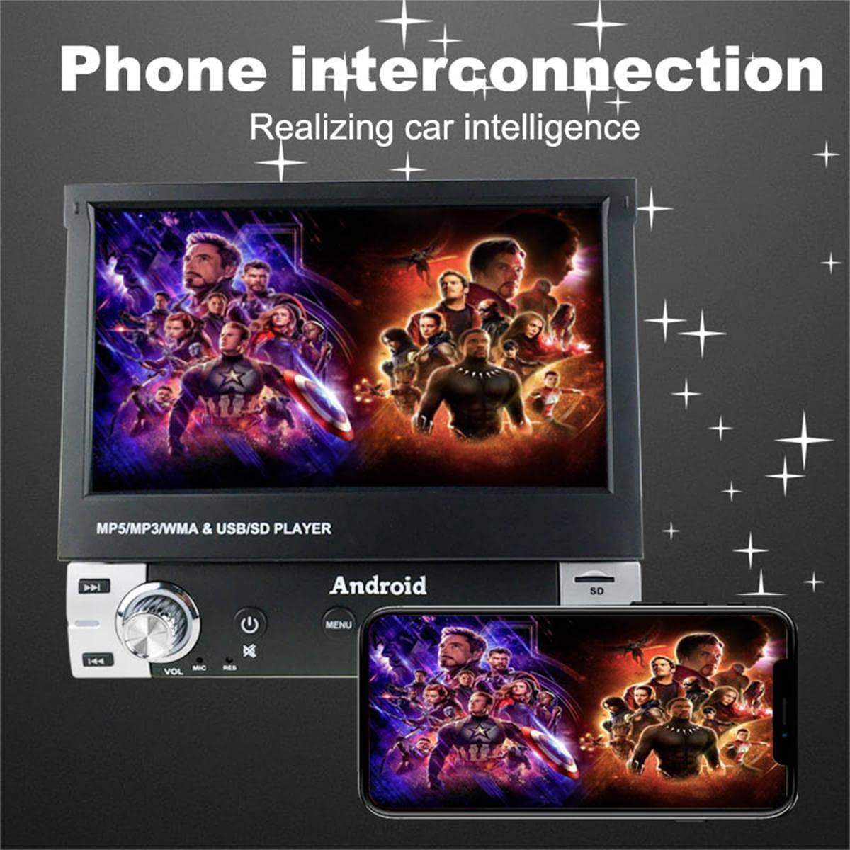 Estéreo para automóvil con Pantalla telescópica de un Solo lingote de 7 Pulgadas Navegador Android para automóvil Navegación en Pantalla Grande Todo en uno + cámara 4LED