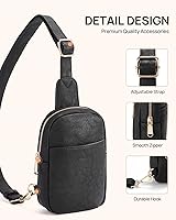 Vista 131 de Telena Riñonera pequeña para mujer, de cuero, cangureras, bolsa de pecho para mujer 3-camel marrón