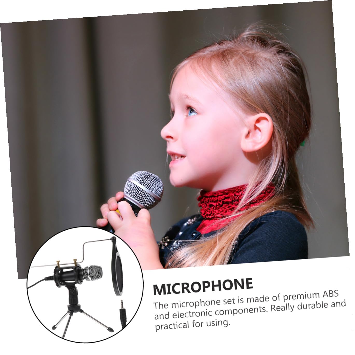 1set Microfono Condensatore Con Treppiede e Accessori Per Registrazione Completo Per Smartphone Nero