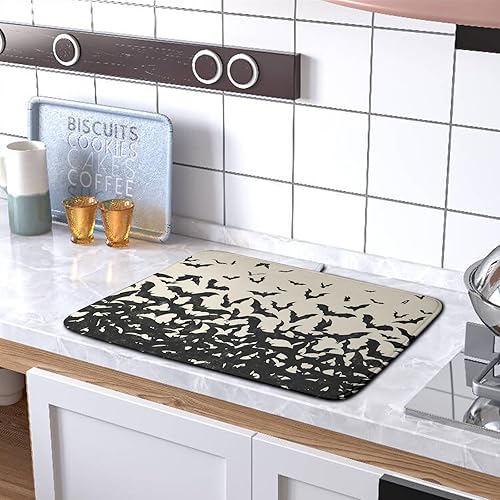 Vista 53 de Tapete de secado de platos con hojas de palma tropicales para encimera de cocina, 18 x 24 pulgadas, tapete de secado de cocina Monstera verde