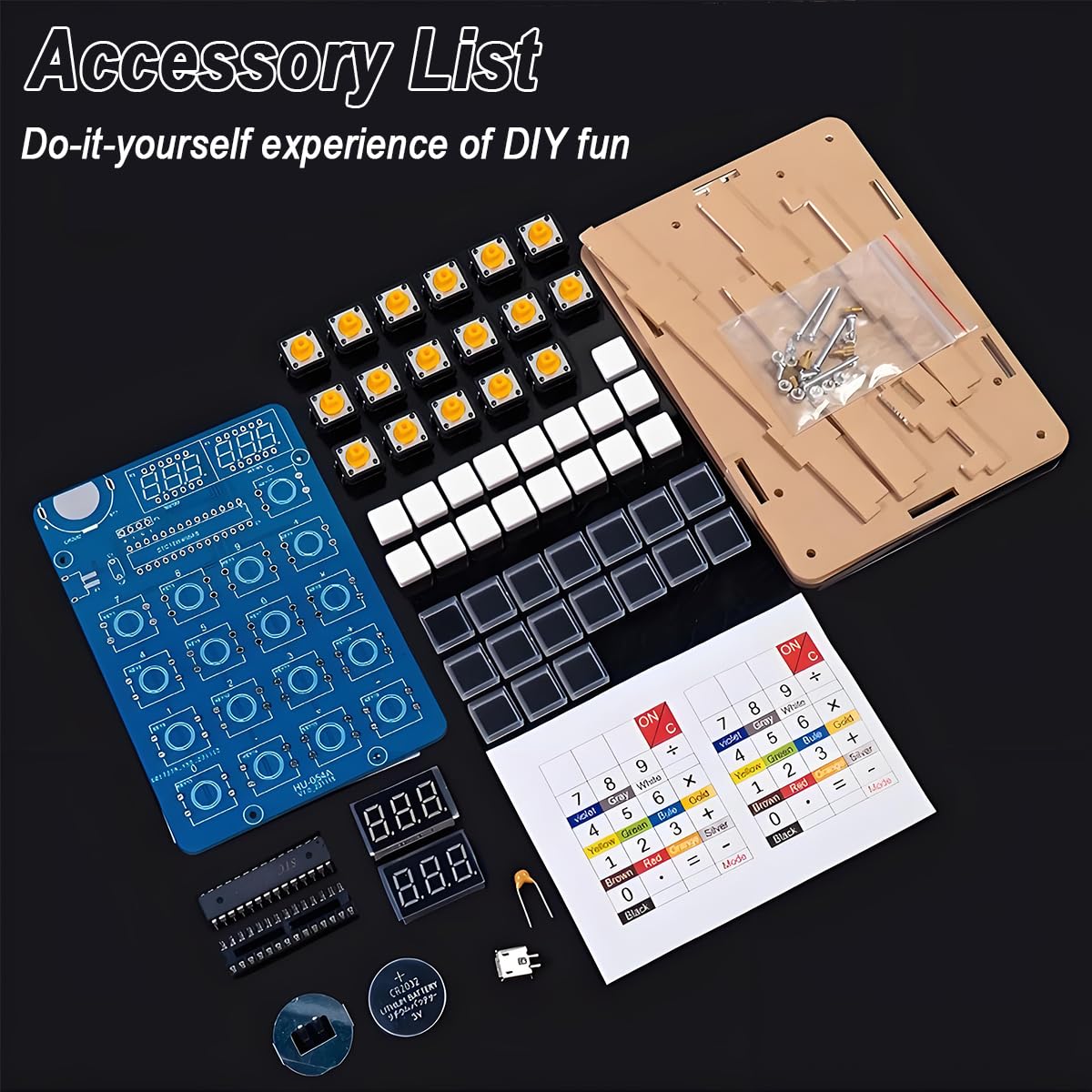 Zestaw do ćwiczeń lutowniczych DIY, 6-cyfrowy kalkulator DIY, zasilany przez USB/baterię, z czytnikiem oporu, gry matematyczne, przezroczysty kalkulator do szkoły i biura, z kablem USB i