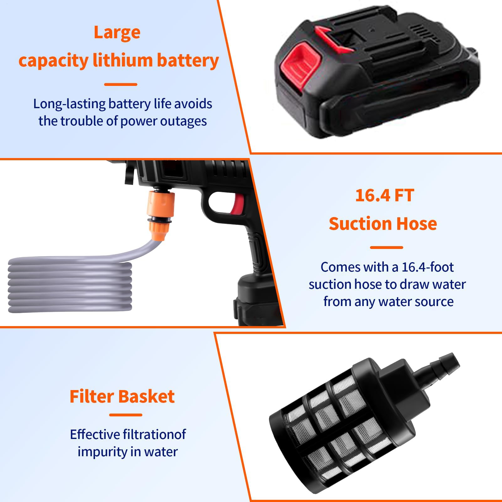 Lavadora A Presión Portátil,Lavadora Eléctrica Portátil Sin Cable | Máquina Recargable para Lavar Coche Manual y Uso Diario en Casa y Patio