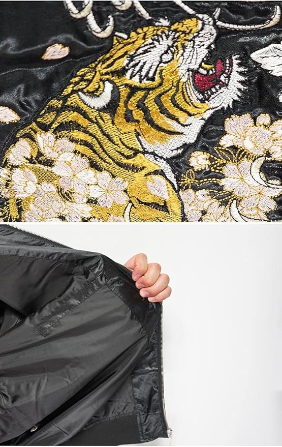 入手困難　希少オールブラック　朧　スカジャン　昇龍　猛虎　和柄　刺繍　XL 朧 おぼろ 龍 柄 刺繍 和柄 スカジャン （ 9043815 ） XXXL（4L