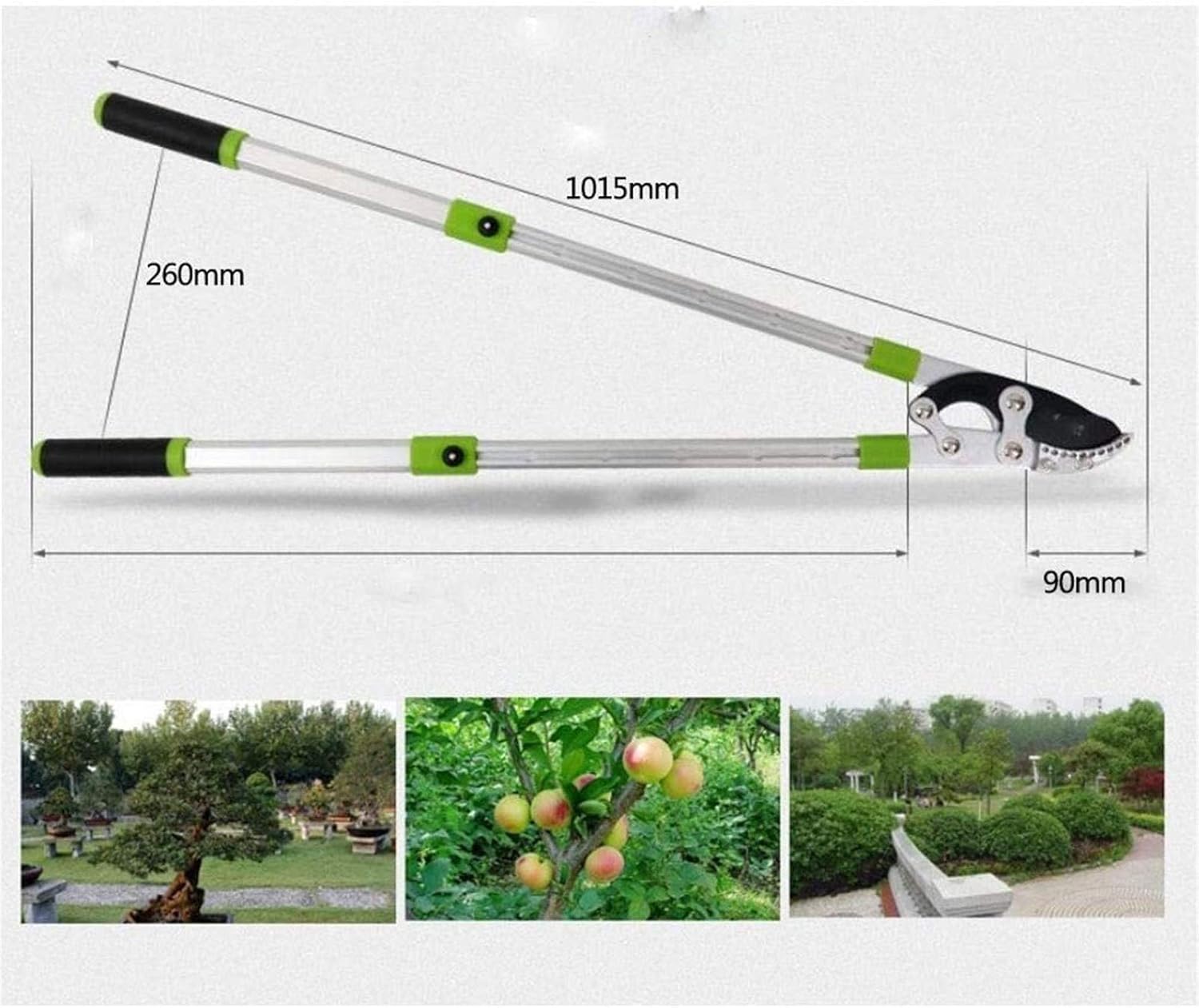 Handheld Extendable Garden Shears Telescopic Bypass Loppers Heavy Duty Garden Branch Cutter Cutting Capacity Anvil Hand Pruner Ergonomically Non-Slip Handles,