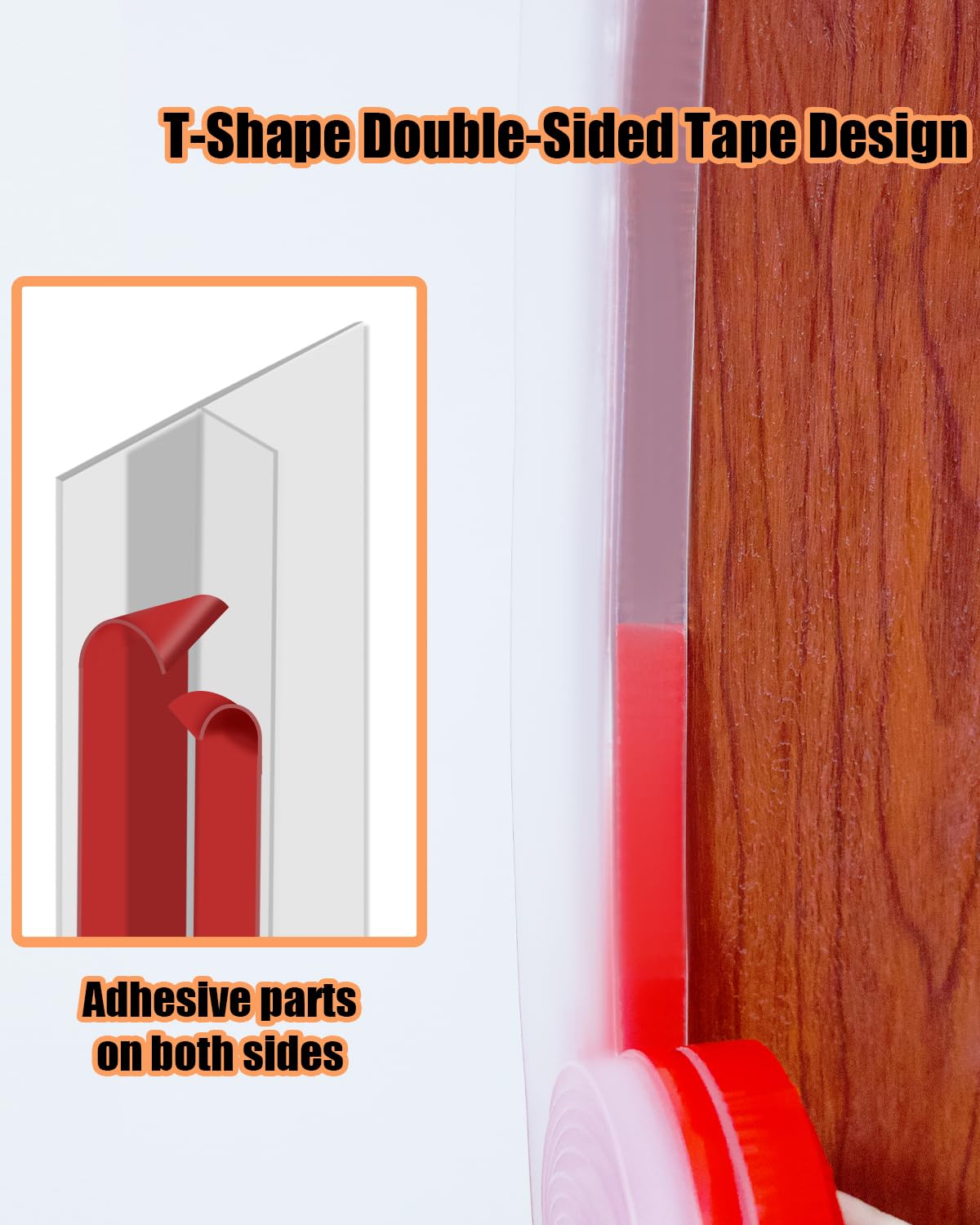 Orghtin Draft Excluder for Doors Clear T-Shaped Silicone Seal Strip, Weather Stripping Door Seal Strip, 10 Feet Draft Stop - Image 2