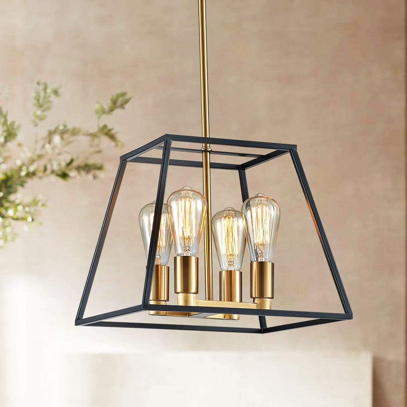 Bеѕt Prоmо Saint Mossi 4-Lights Farmhouse Pendant Light Black Gold Pendant Light Fixture,Farmhouse Chandelier Black Gold Chandelier in Rustic Style,H14" x W13" x L13",Down Rod Adjustable Bеѕt Prоmо Saint Mossi 4-Lights Farmhouse Pendant Light Black Gold Pendant Light Fixture,Farmhouse Chandelier Black Gold Chandelier in Rustic Style,H14" x W13" x L13",Down Rod Adjustable