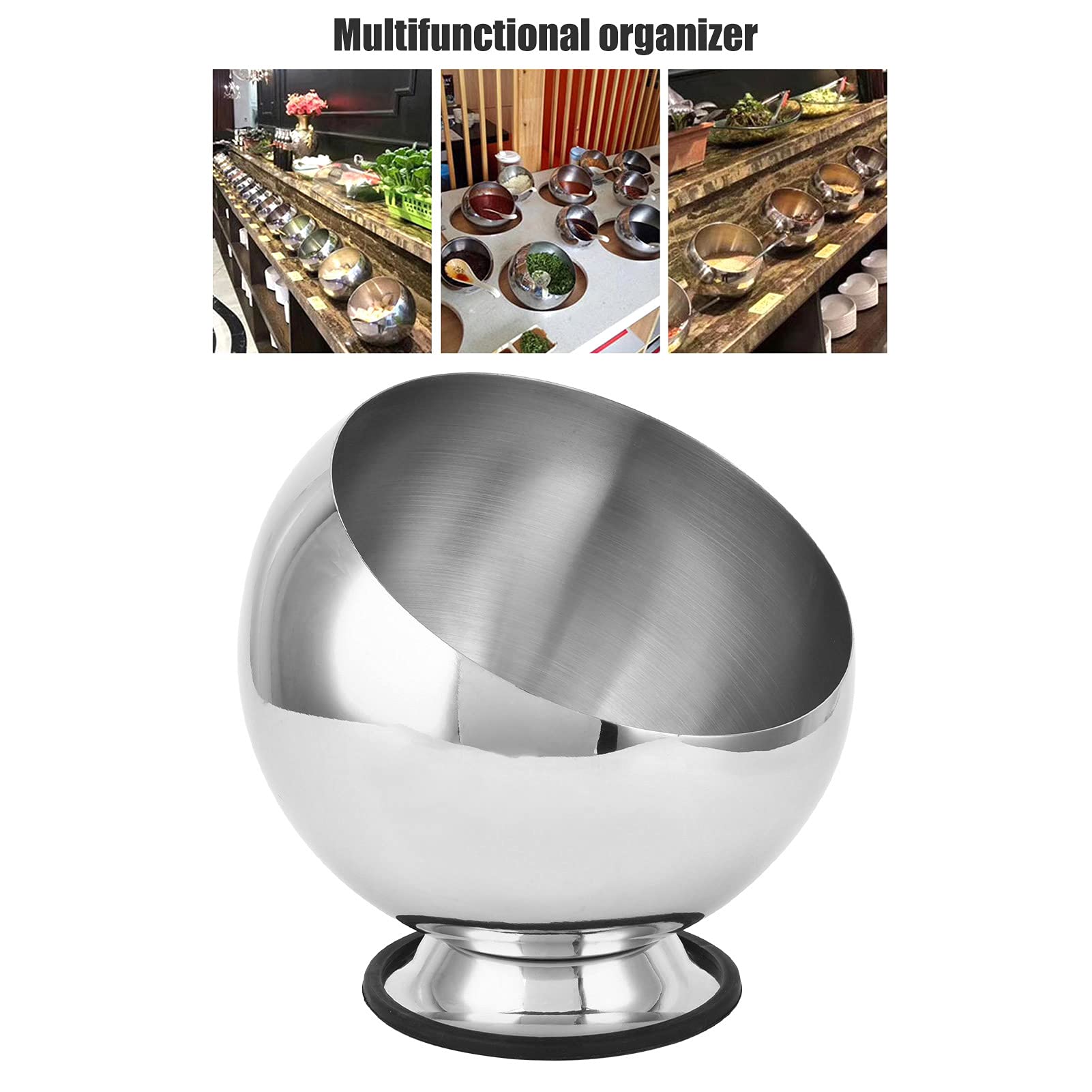 Dioche Sugar Bowl, Stainless Steel Condiment Containers Stainless Steel Mirror Polished Surface with Stable Base Ghee Container for Dried Fruits, Candies and Hot Pot Seasoning (Small)