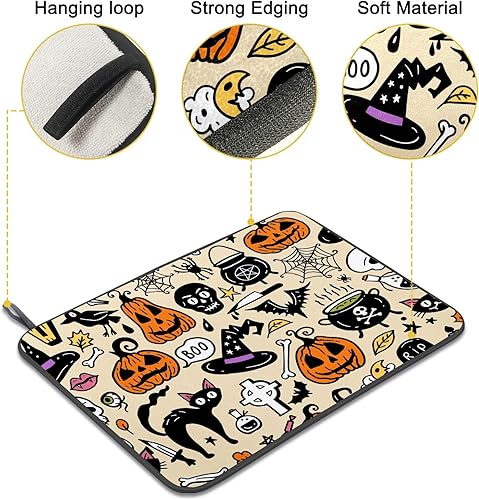 Miniatura 4 de Tapete de cocina de fantasma naranja para secar platos, 24 x 18 pulgadas, protector de microfibra absorbente para encimeras de cocina, accesorios de