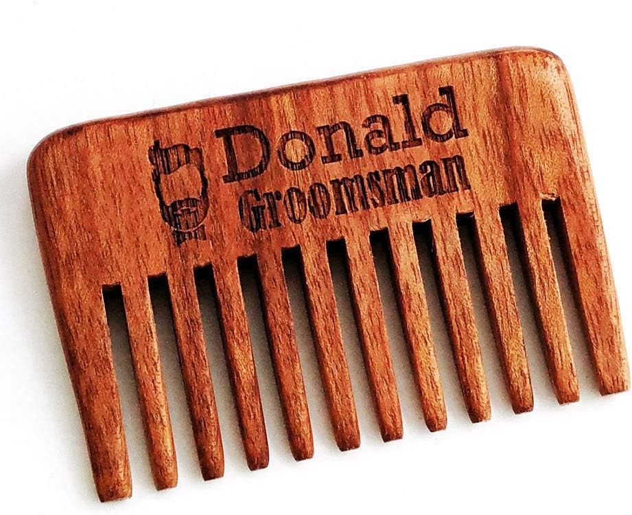Personalised walnut wood comb, custom wooden comb, rustic beard comb wedding gift, groomsmen gift, bridesmaid gift, father gift, boyfriend gift (Design 3)