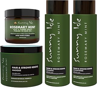 Sunny Isle Rosemary Mint Pomade, Shampoo, Conditioner, Masque Bundle