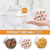 Vista 2 de Sunnyray Juego de 8 tarros de plástico de 25 onzas con tapas, platos transparentes para dulces con tapas, juego de recipientes de buffet, soporte