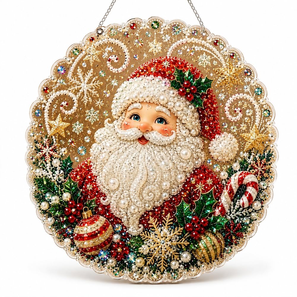 Christmas Pearl Diamond Art Kit, 9.9in Acrylic Suncatcher