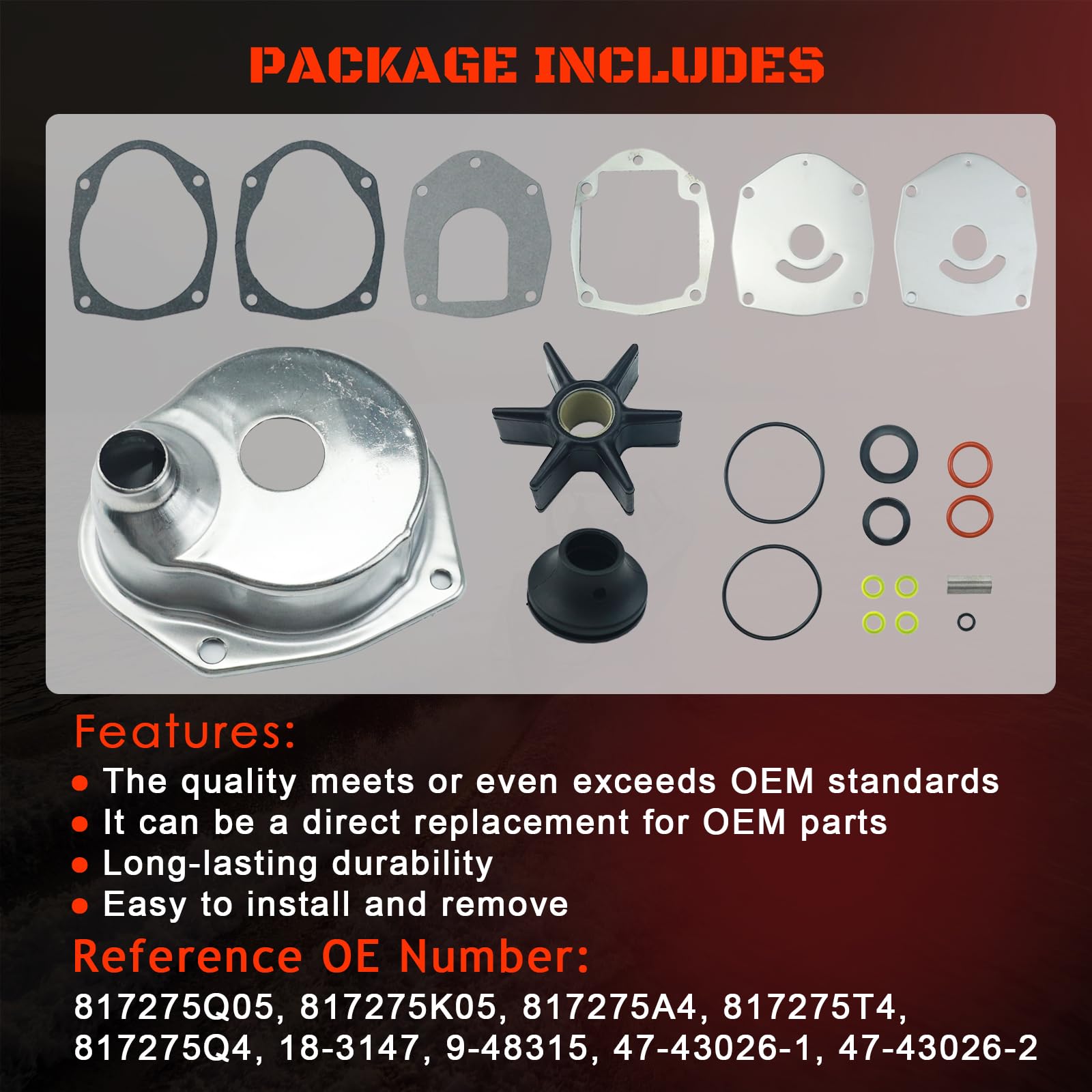 For Mercury/MerCruiser Alpha One 1 Gen 2 Water Pump Impeller Kit 817275Q05 Boat - Foto 3