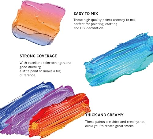 Miniatura 3 de Juego de pintura acrílica de 24 colores para manualidades en tubos con 10 pinceles de arte, pigmento rico para artistas, principiantes, niños,