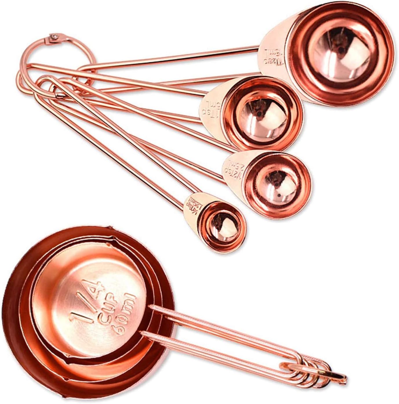 Measuring Spoon Measuring Cup Measuring Spoon Set Cake Measuring Cup Baking Tool Buckle Measuring Cup Measuring Spoon Set Rose Gold 8PS