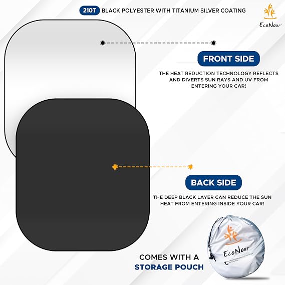 EcoNour 2-Piece Jeep Sunshade for Windshield Compatible with Wrangler JL JLU 20182025 & Gladiator 20202026, Foldable Sun Shade UV Block Heat Shield, Keeps Interior Cool, Upgraded Fit (26L x 18W)
