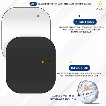 EcoNour 2-Piece Jeep Sunshade for Windshield Compatible with Wrangler JL JLU 20182025 & Gladiator 20202026, Foldable Sun Shade UV Block Heat Shield, Keeps Interior Cool, Upgraded Fit (26L x 18W)
