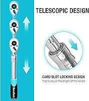 Vista 3 de DURATECH Trinquete de accionamiento extensible de 1/2 pulgadas, llave de trinquete reversible de 90 dientes con liberación rápida con mango