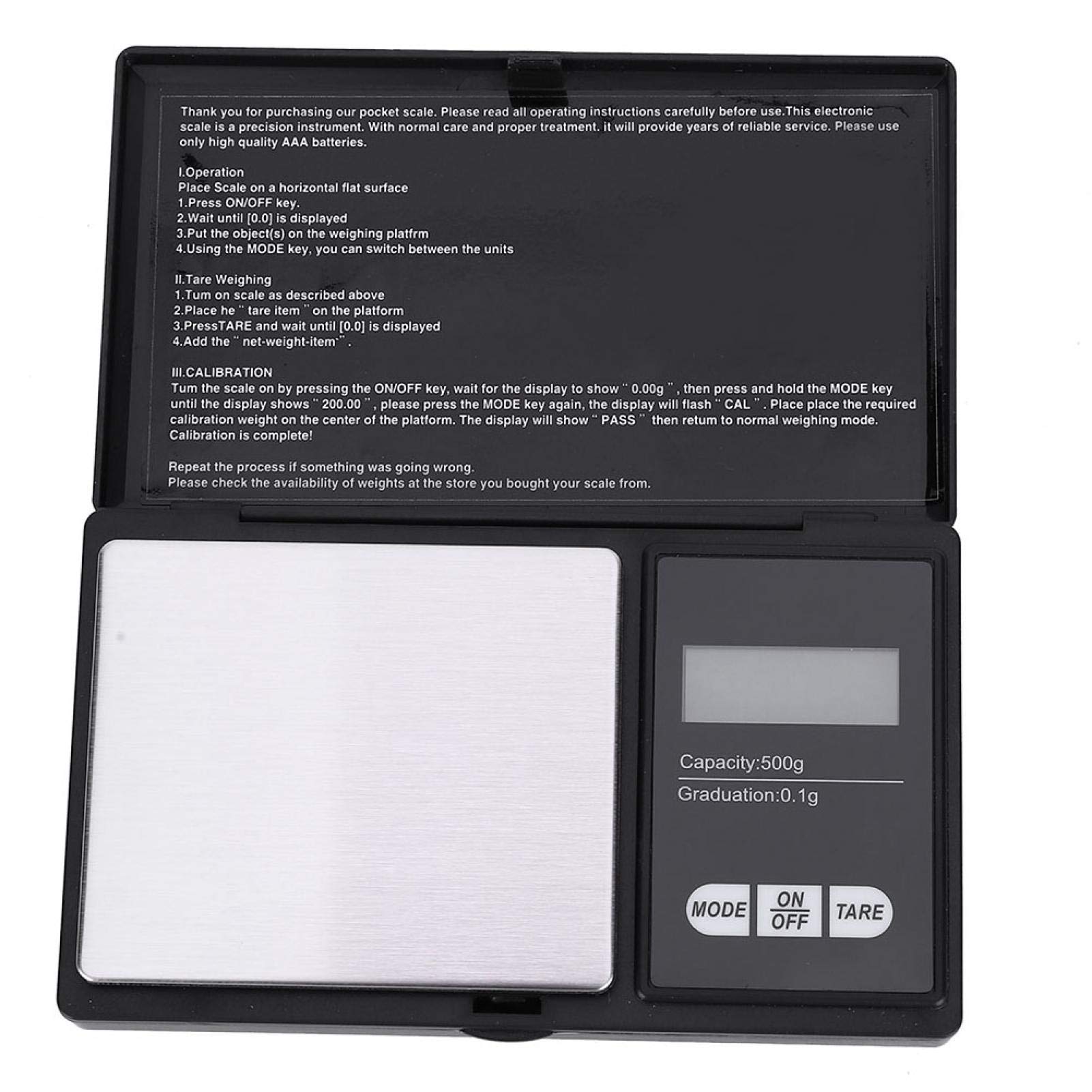 Akozon Mini przenośna wysoka precyzja LED cyfrowa Pocket Scale złoty srebrny diament biżuteria kamień (500 g/0,1 g)