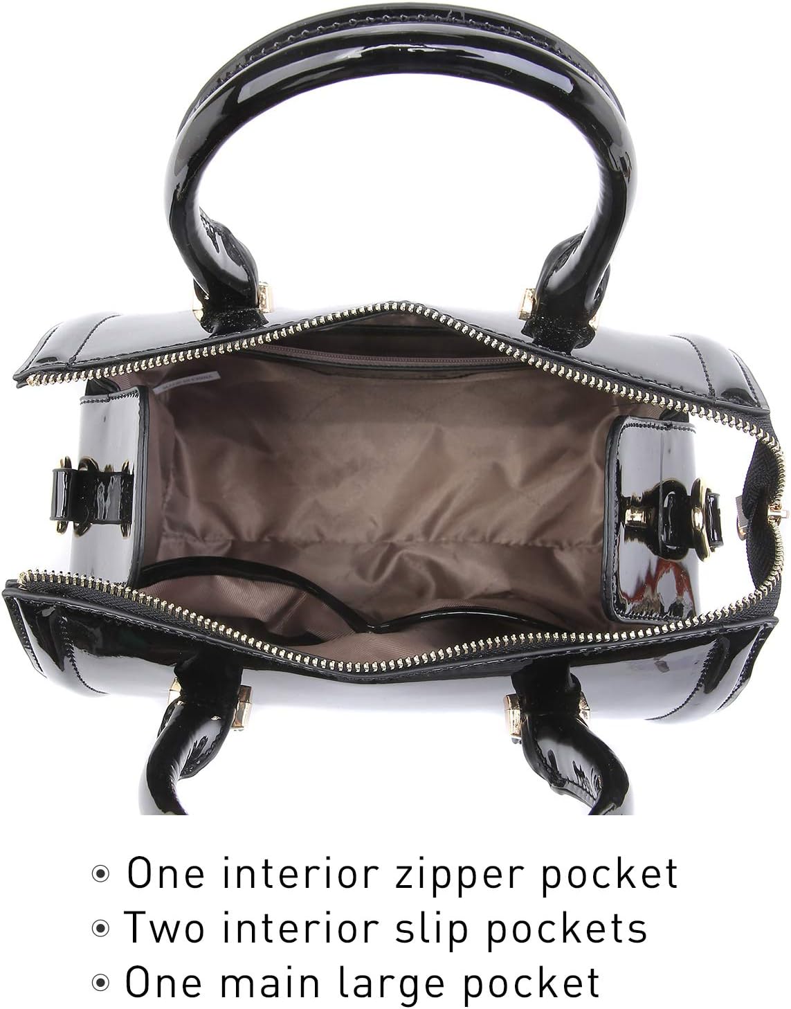 Shiny Patent Faux Leather Handbags Barrel Top Handle Purse Satchel Bag Shoulder Bag for Women - Image 5