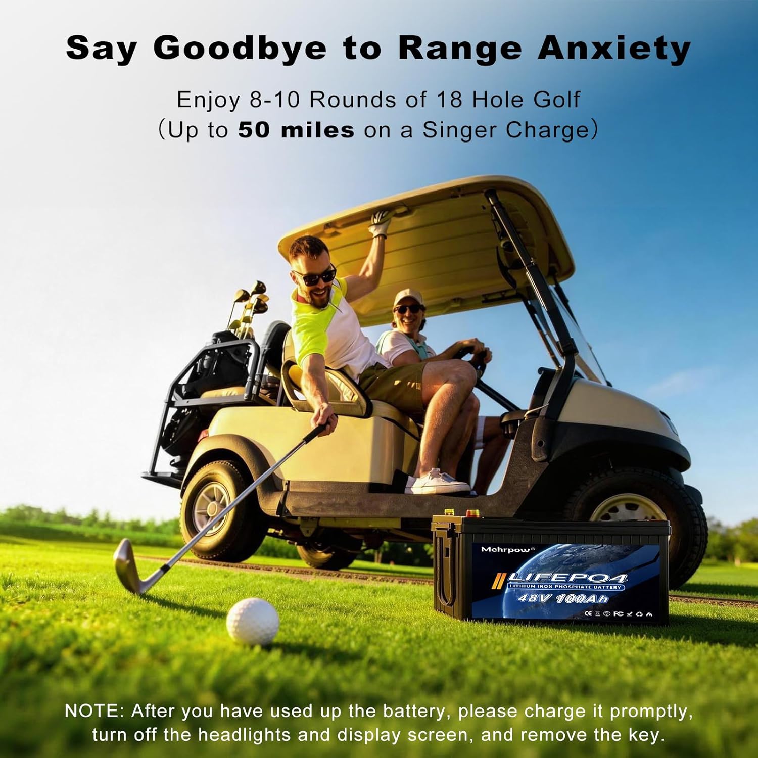 48V Lithium Battery Golf Cart Batteries Kit with Smart 200A BMS 58.4V 18A Charger Touch Monitor & Mobile APP 10000 Rechargeable Cycles 48V 100Ah LiFePO4 Battery for Solar RV and Off Grid Applications