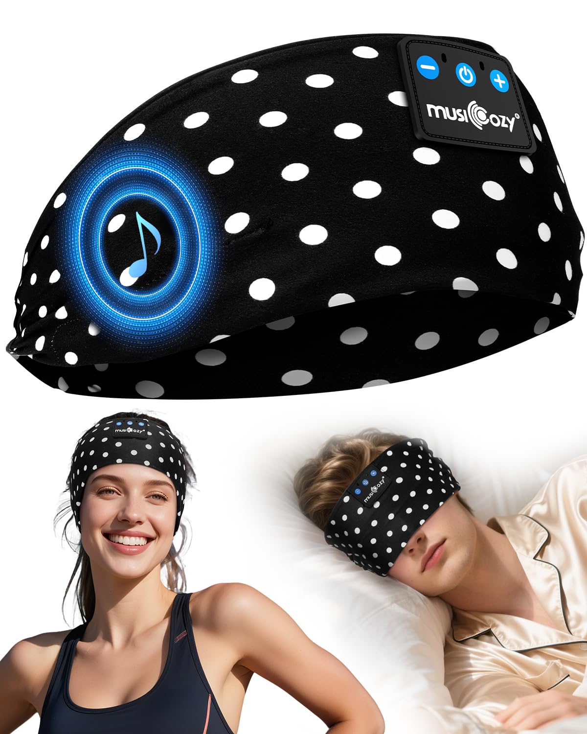 MUSICOZY Schlafkopfhörer Bluetooth, Schlaf Kopfhörer Seitenschläfer Kabellos Sport Kopfhörer Stirnband 16+STD für Yoga/Training/Reisen/Schlaflosigkeit,Tech Gadgets für Männer/Frauen