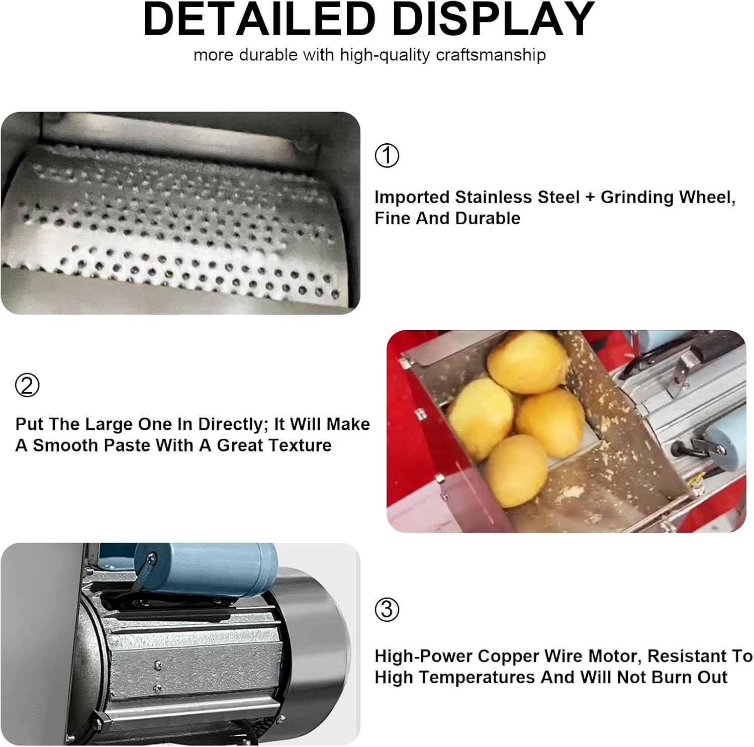 Commercial Potato Ricer, 1100w Commercial Potato Ricer, Stainless Steel Potato Masher Grinding, Output and Time-Saving, for Garlic, Tomatoes