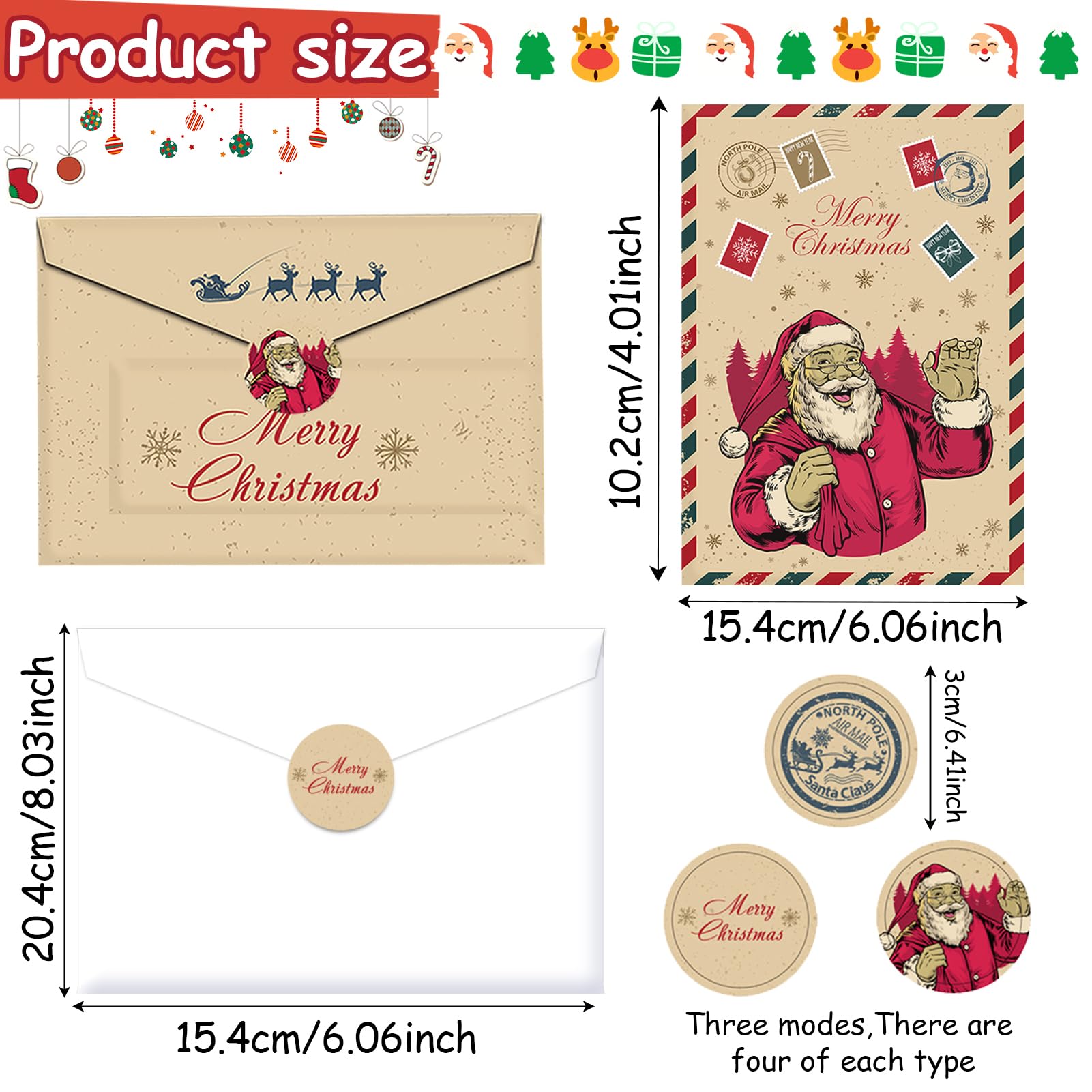 Lot De 12 Cartes De Vœux De Noël Avec Enveloppes - Style Vintage, Vierges à L'intérieur, Inclut Des Autocollants