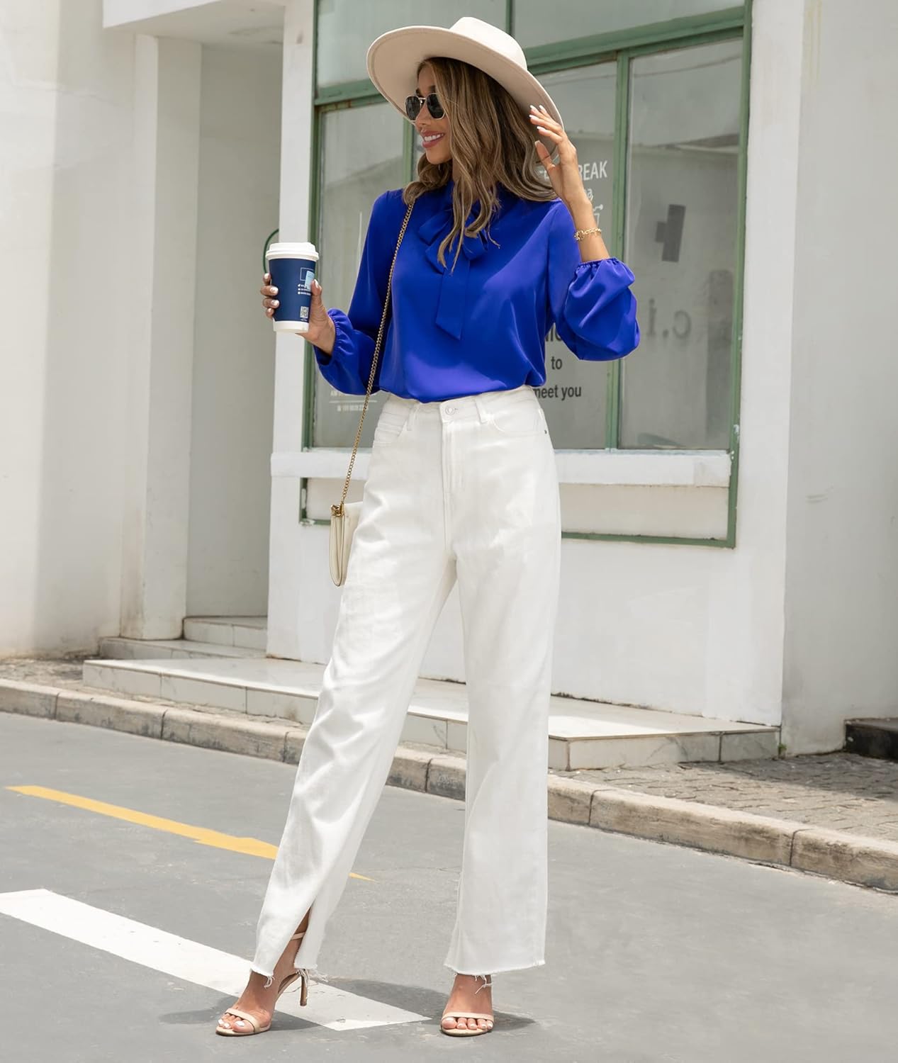 CZYINXIAN Womens Dressy Chiffon Blouse Business Work Casual Tie Neck Shirt Tops - Image 3