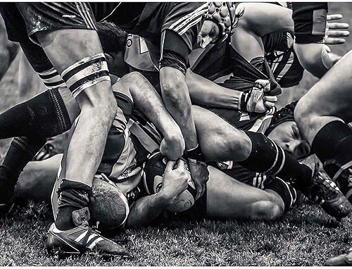 Wee Blue Coo Foto Deporte Rugby Fútbol Primer Plano Scrum Jugadores Juego de Pelota Sin Marco Arte de Pared Impresión Póster Decoración del Hogar
