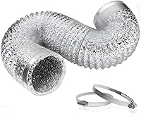 TEAIERXY 4 Inch 5ft Flexible Dryer Vent Hose - Heavy Duty 6-Ply Aluminum Foil Duct with 2 Clamps for Tight Spaces & HVAC Vents